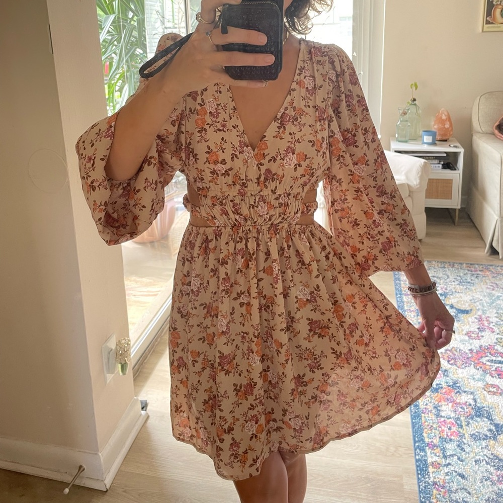 Floral Cottage Core Dress w/ Cut outs